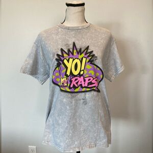 MTV YO! Raps NEW Men Medium Short Sleeve Gray Cotton T Shirt Crew Neck Medium